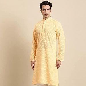 Rajubhai Hargovindas Chikankari Embroidered Cross Straight Kurta